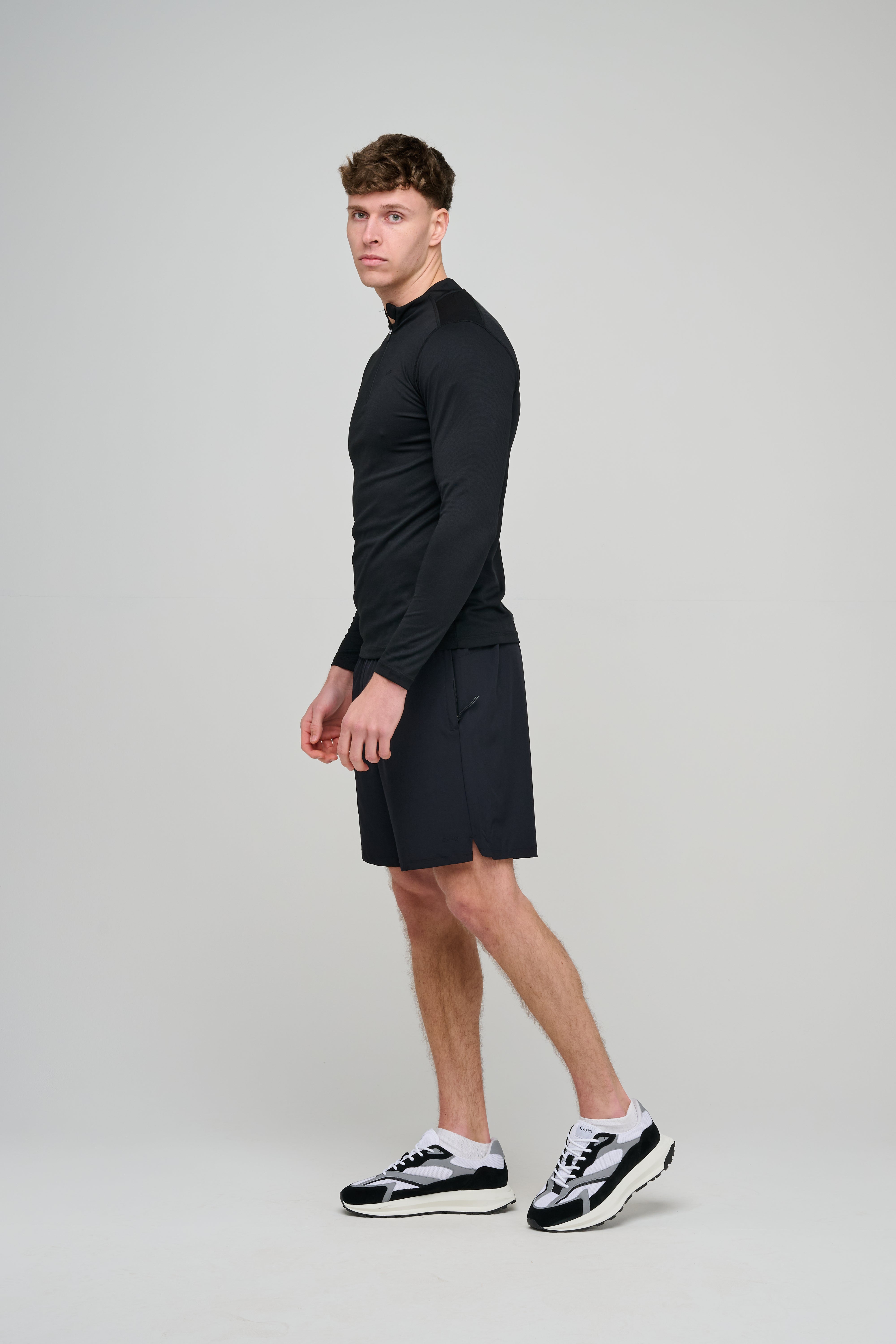 Model view of CAPO Active Core Black Shorts